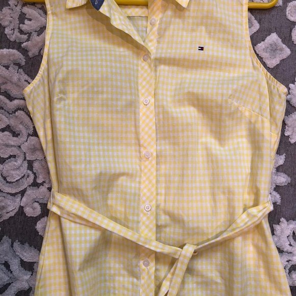 Tommy Hilfiger, Yellow and White Gingham, Sleeveless, Shirt Dress, Size: 8, NWOT - Picture 4 of 13